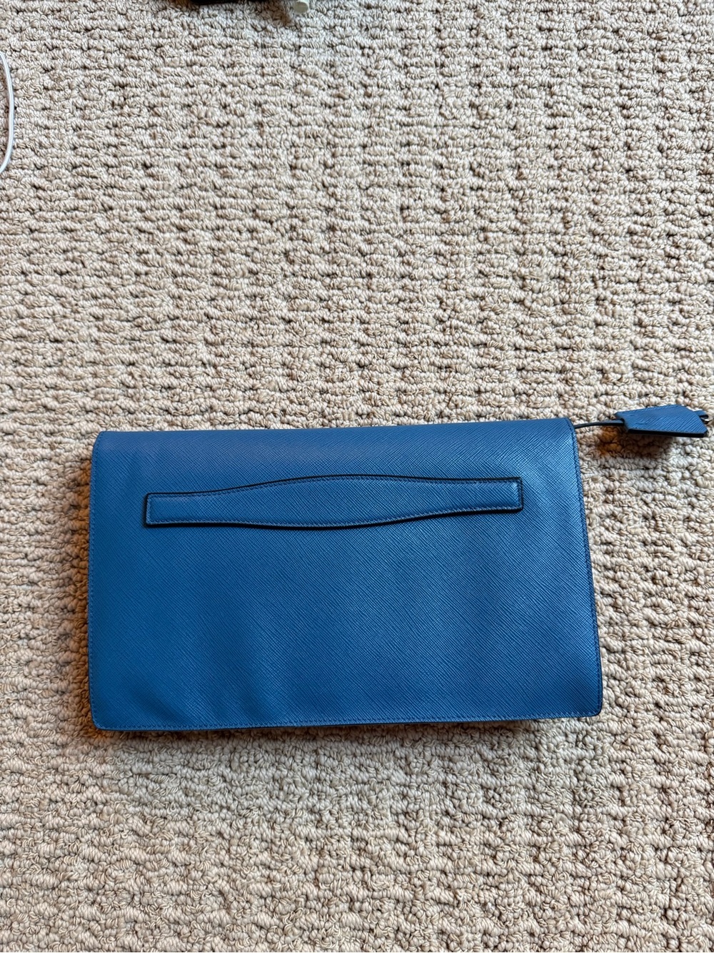 Prada Blue Saffiano Leather Envelope Clutch with Gold Hardware - Picture 5 of 6